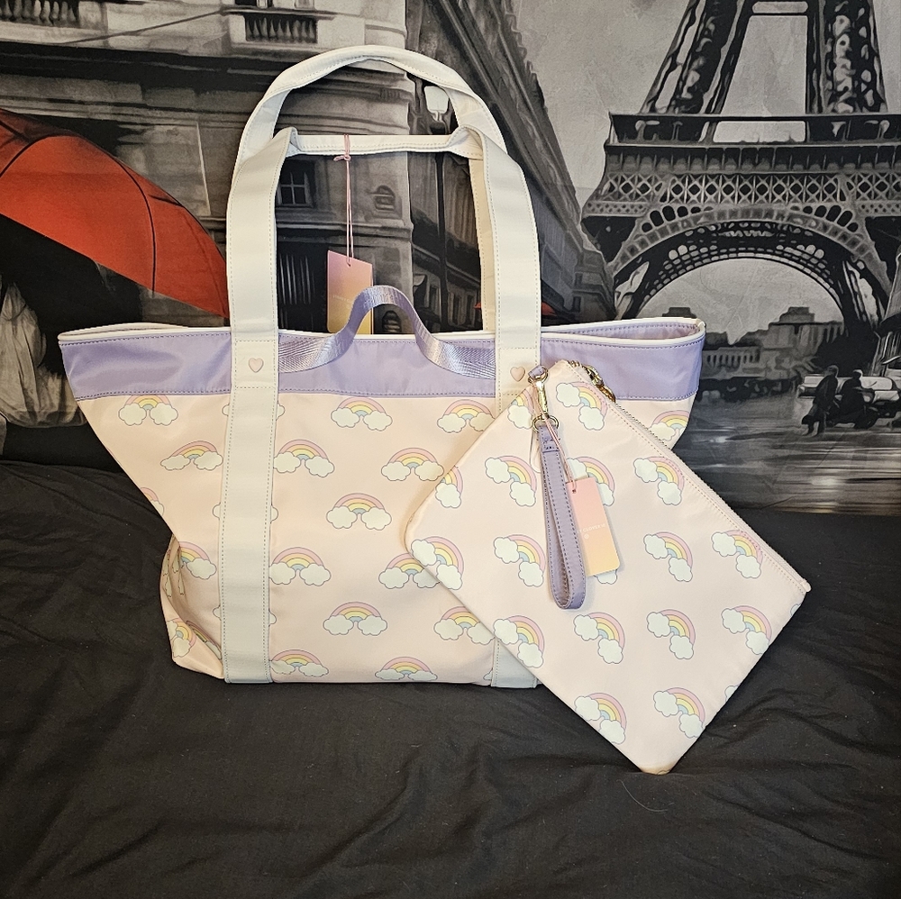 Stoney Clover Lane Rainbow Beach Tote Bag  Carry On Travel Bag Cute Girls Teen